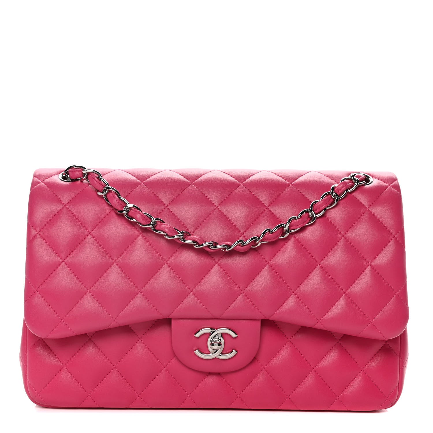 Chanel Lambskin Quilted Jumbo Double Flap Dark Pink 1 of 10
