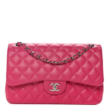 Chanel Lambskin Quilted Jumbo Double Flap Dark Pink 1 of 10