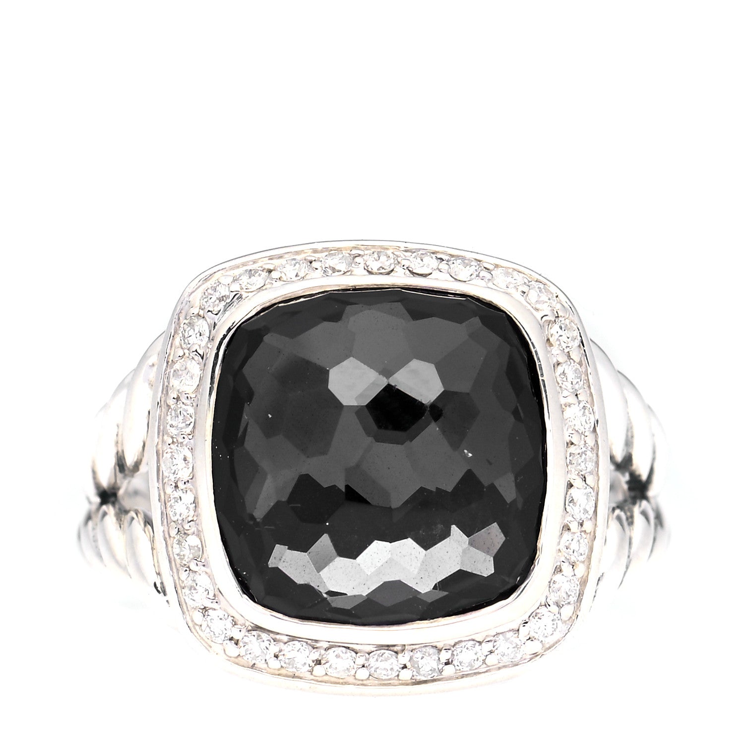 David Yurman Sterling Silver Diamond Black Orchid 11mm Albion Ring 51 5.75 1 of 5