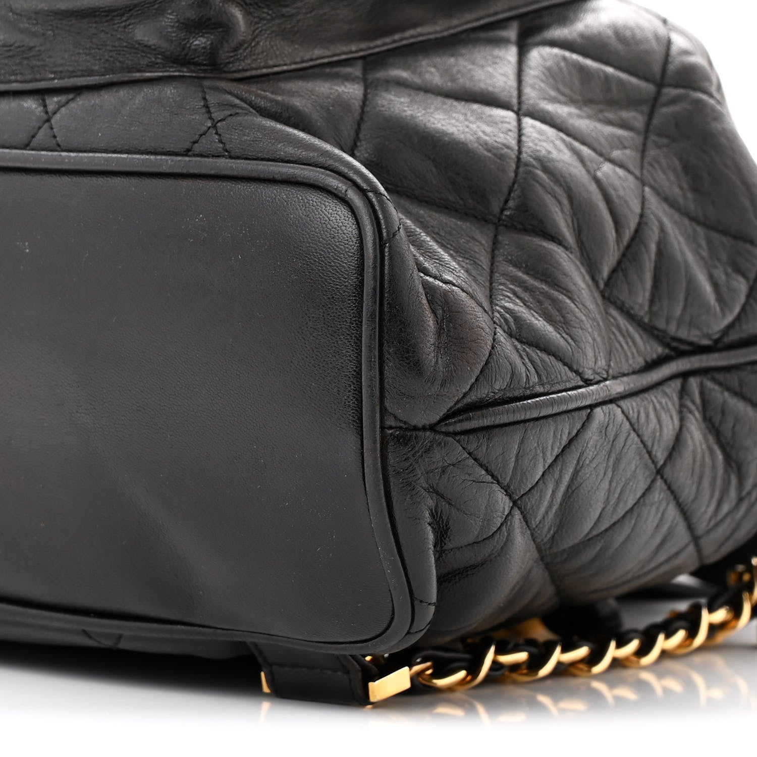 Chanel Lambskin Quilted Drawstring Backpack Black 10 of 18