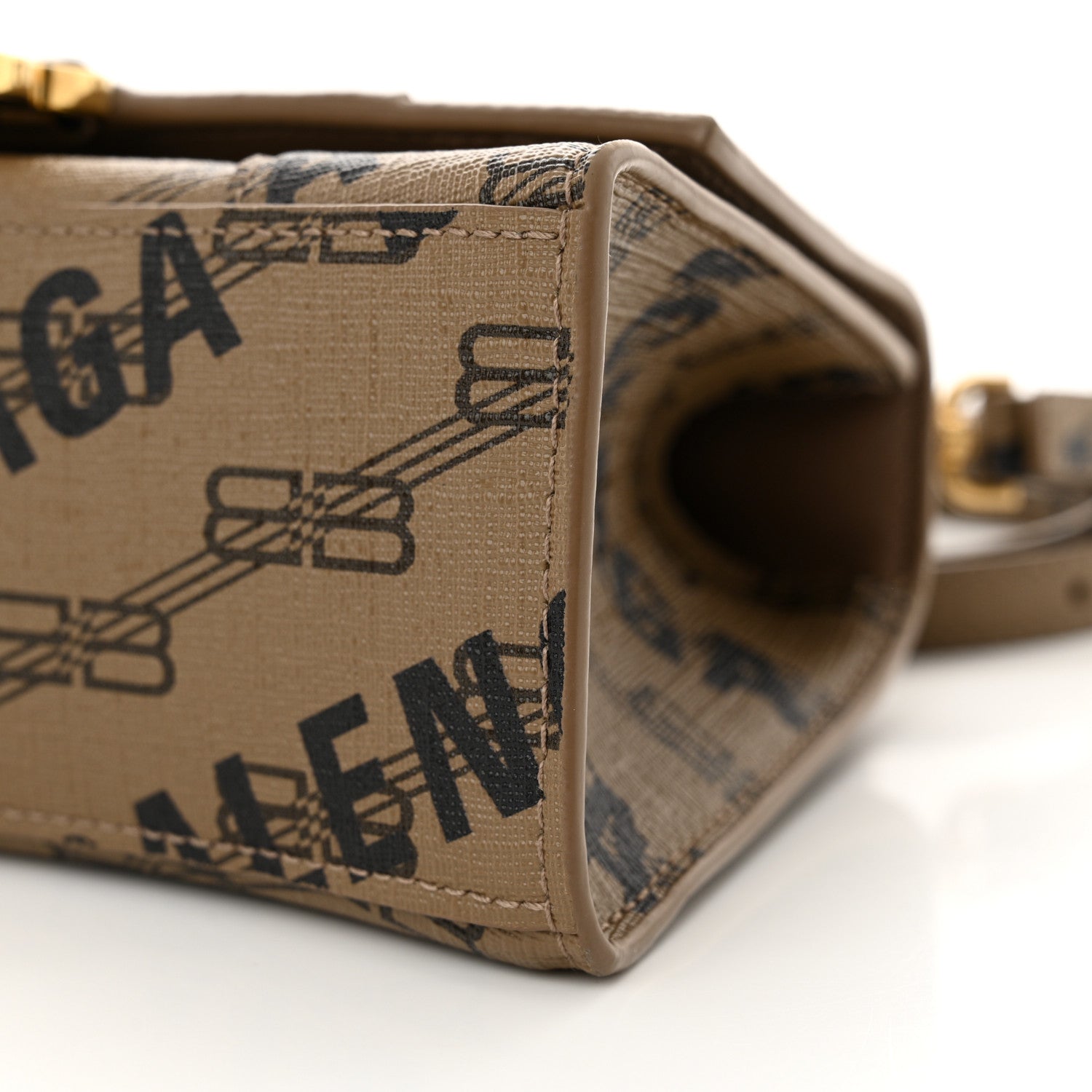 Balenciaga Coated Canvas BB Monogram Logo Print XS Hourglass Top Handle Bag Beige Brown Black 11 of 12