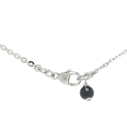 Chanel Crystal Pearl CC Pendant Necklace Silver Black 5 of 5