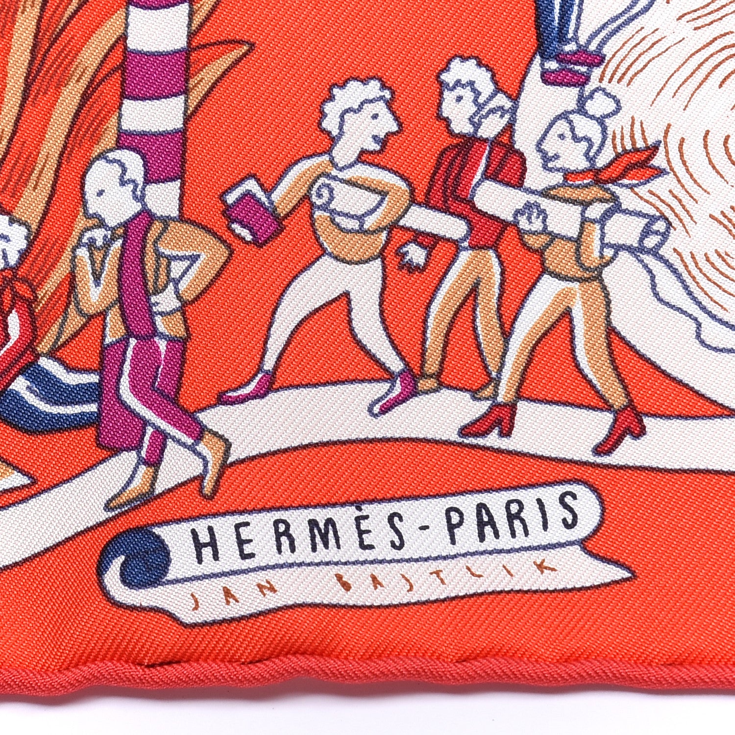 Hermes Silk Exposition Universelle Scarf 90 Rouge Creme Violet 2 of 5