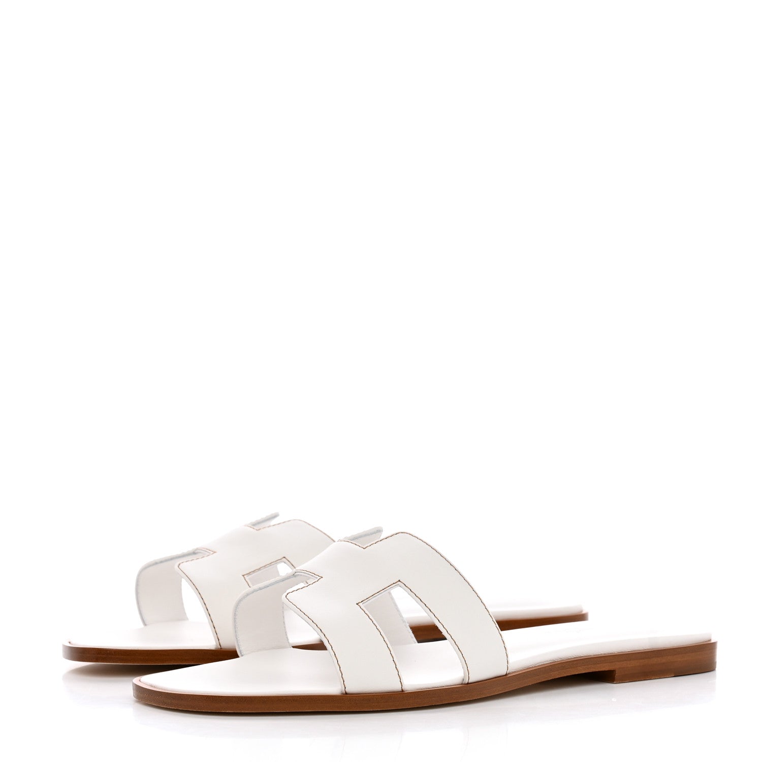 Hermes Box Calfskin Oran Sandals 38 White 3 of 9