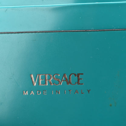 Versace Shiny Calfskin V Greca Messenger Bag Teal 6 of 10