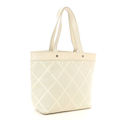 Chanel Goatskin Perforated Large CC Tote White 3 of 16