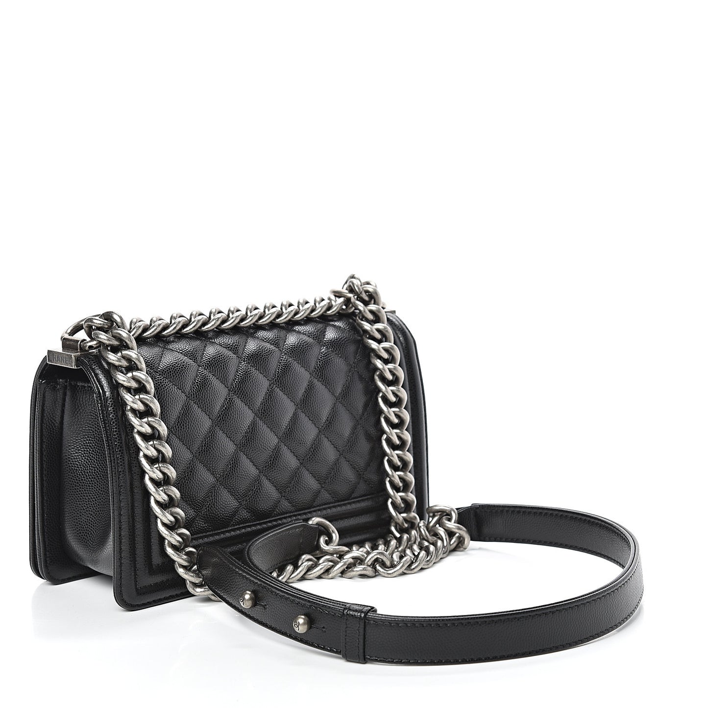 Caviar Quilted Small Boy Flap Black