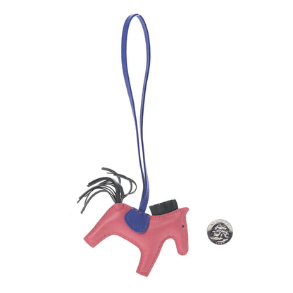 Hermes Milo Lambskin Grigri Rodeo Horse Bag Charm PM Rose Azalee Vert Cypress Bleu Electrique 2 of 5