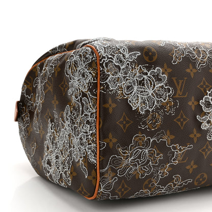 Louis Vuitton Monogram Dentelle Speedy 30 Silver 9 of 10