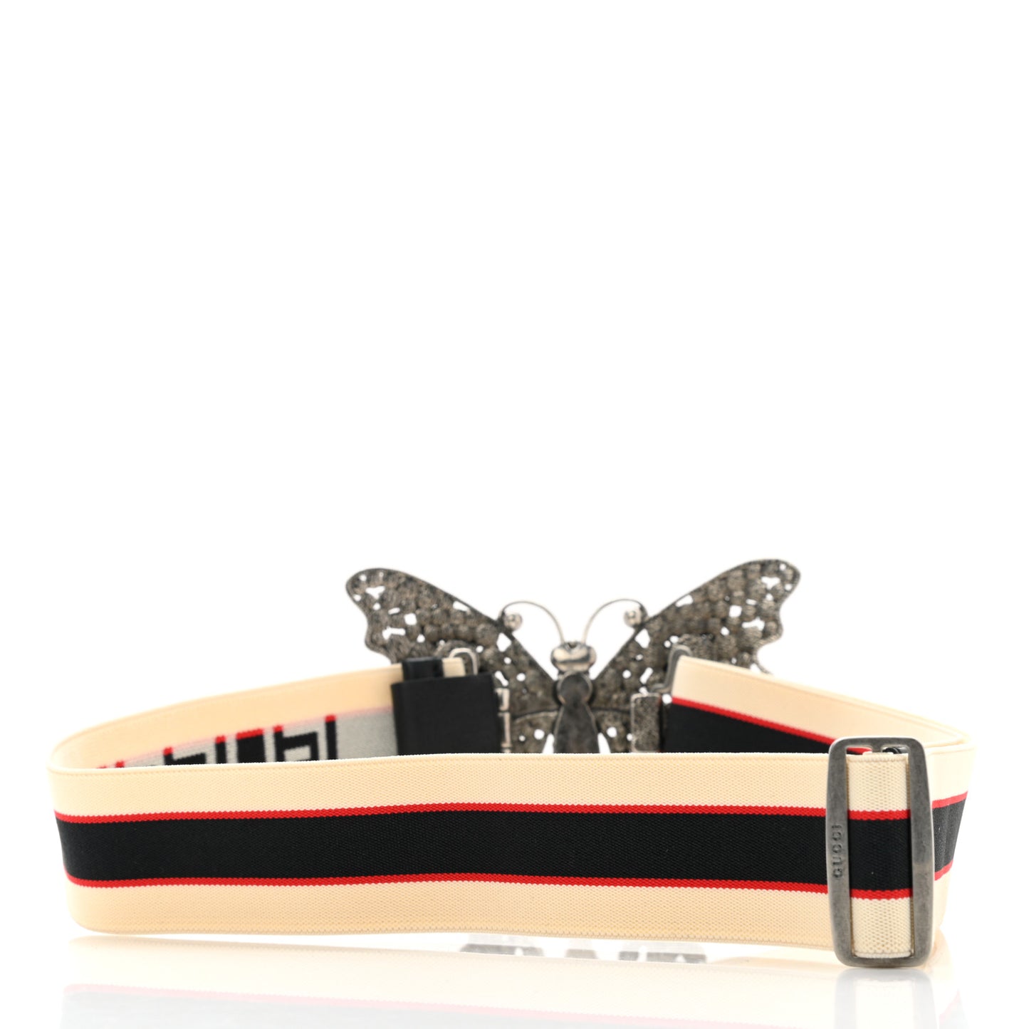 Jacquard Crystal Stripe Butterfly Belt 85 34 White