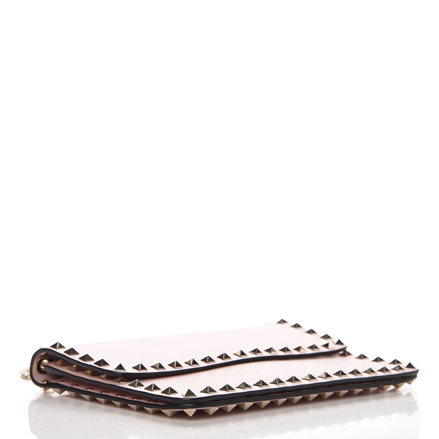 Calfskin Rockstud Chain Flap Crossbody Bag Cipria