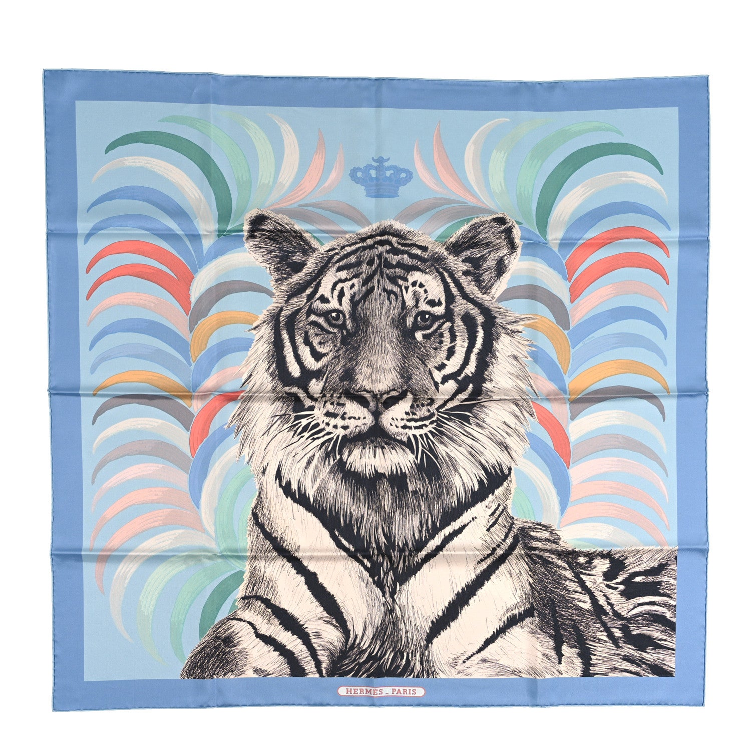 Hermes Silk Carre Double Face Tigre Royal Scarf 90 Ciel Anthracite Multi 1 of 4