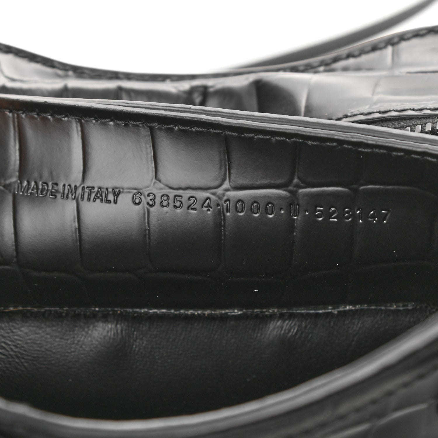 Balenciaga Semi Shiny Calfskin Crocodile Embossed Neo Classic Black Hardware Mini City Black 7 of 8
