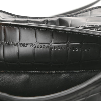 Balenciaga Semi Shiny Calfskin Crocodile Embossed Neo Classic Black Hardware Mini City Black 7 of 8