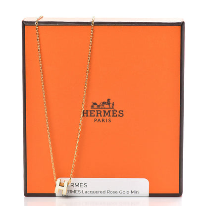 Hermes Lacquered Gold Mini Pop H Pendant Necklace White 6 of 6