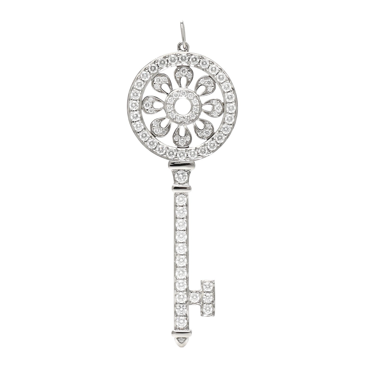 Platinum Diamond Petals Key Pendant