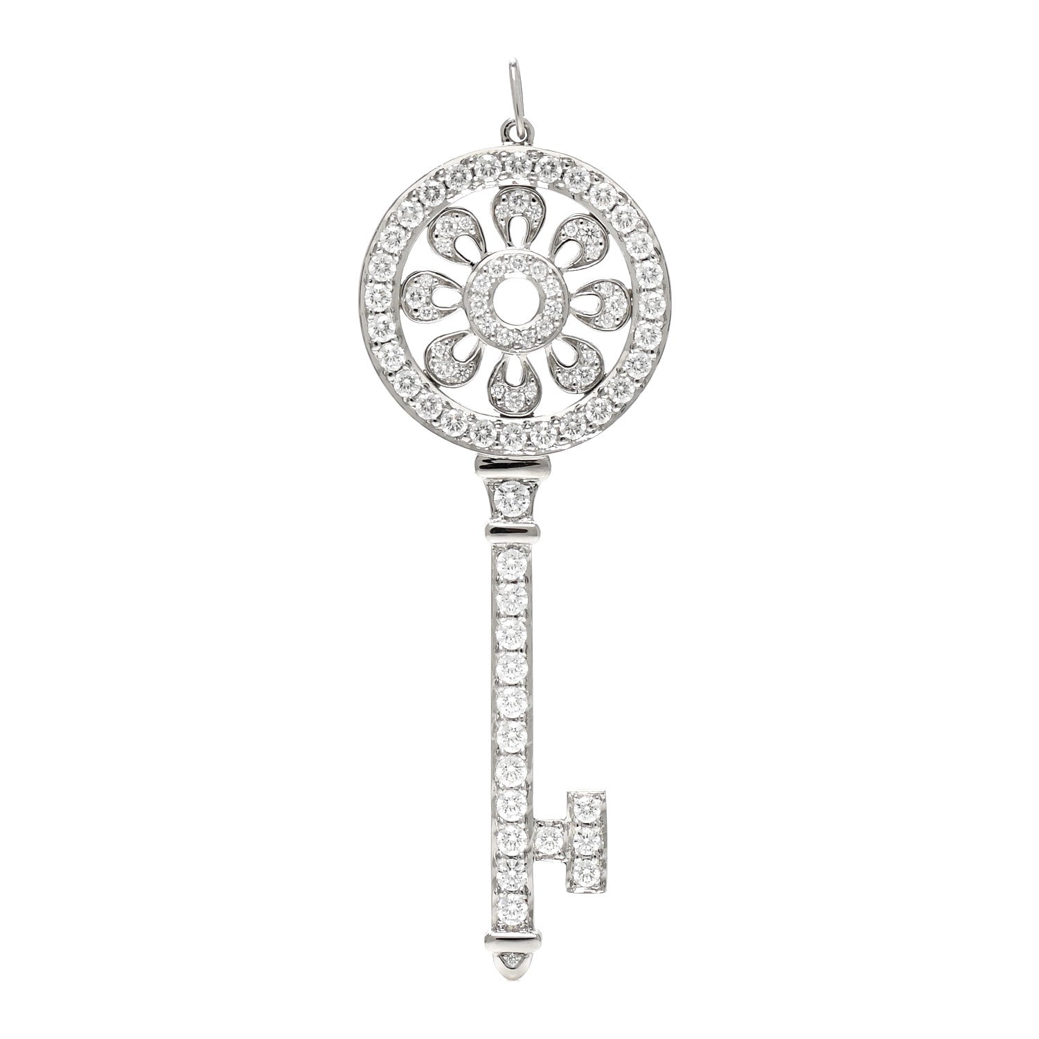 Tiffany Platinum Diamond Petals Key Pendant 1 of 5
