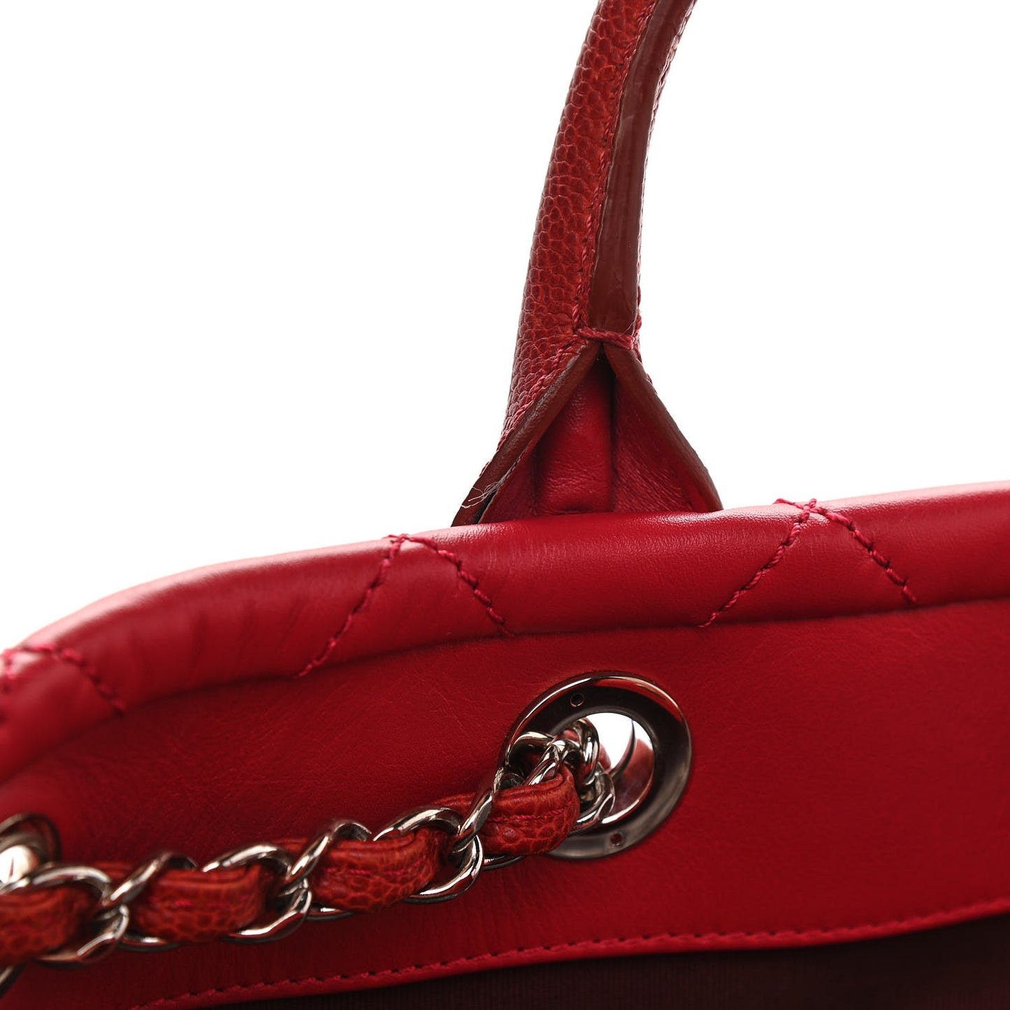 Calfskin Caviar Quilted Large Shopping Tote Red