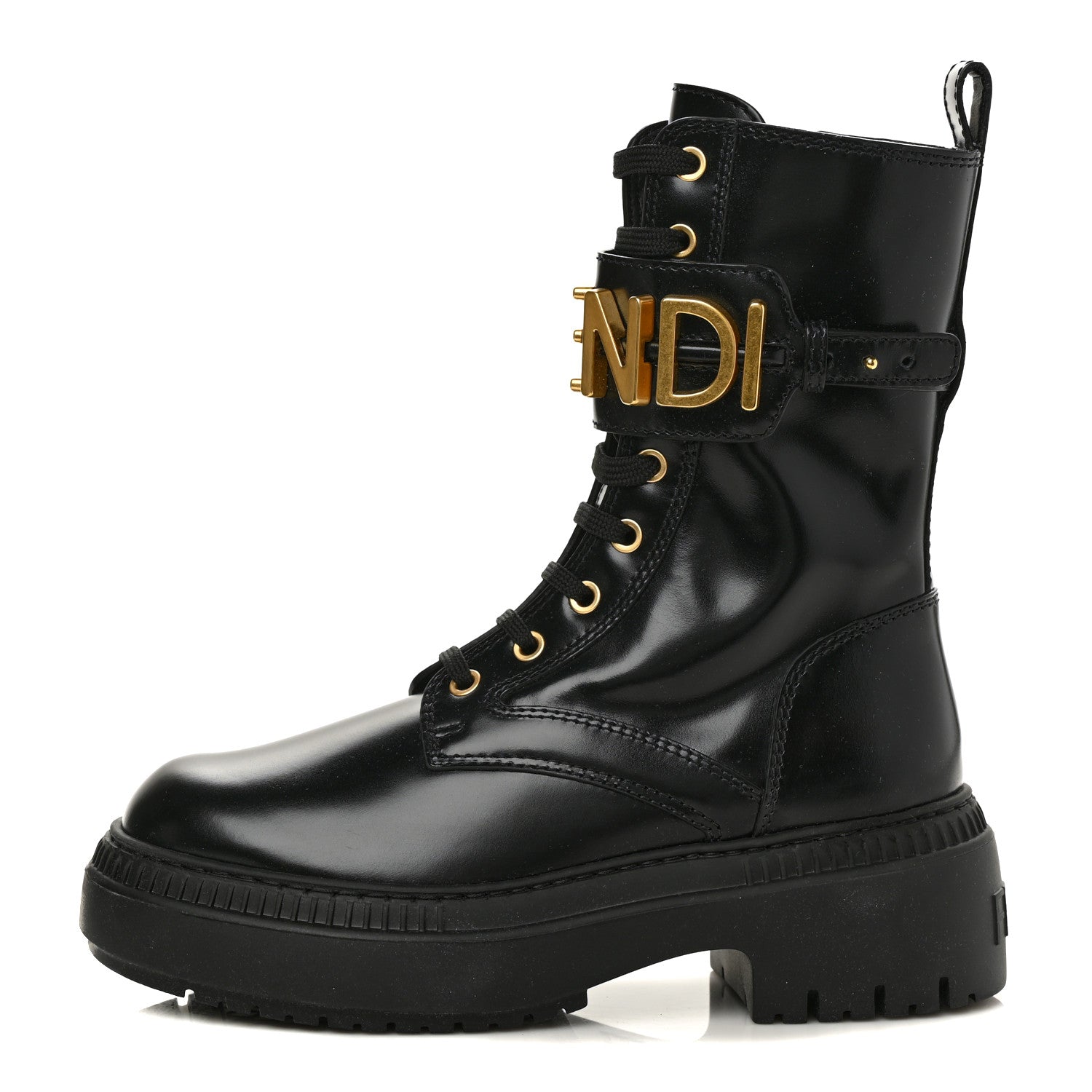 Fendi Vitello Abrasivato Fendigraphy 50mm Biker Boots 36 Black 1 of 9