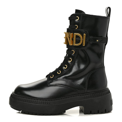 Fendi Vitello Abrasivato Fendigraphy 50mm Biker Boots 36 Black 1 of 9