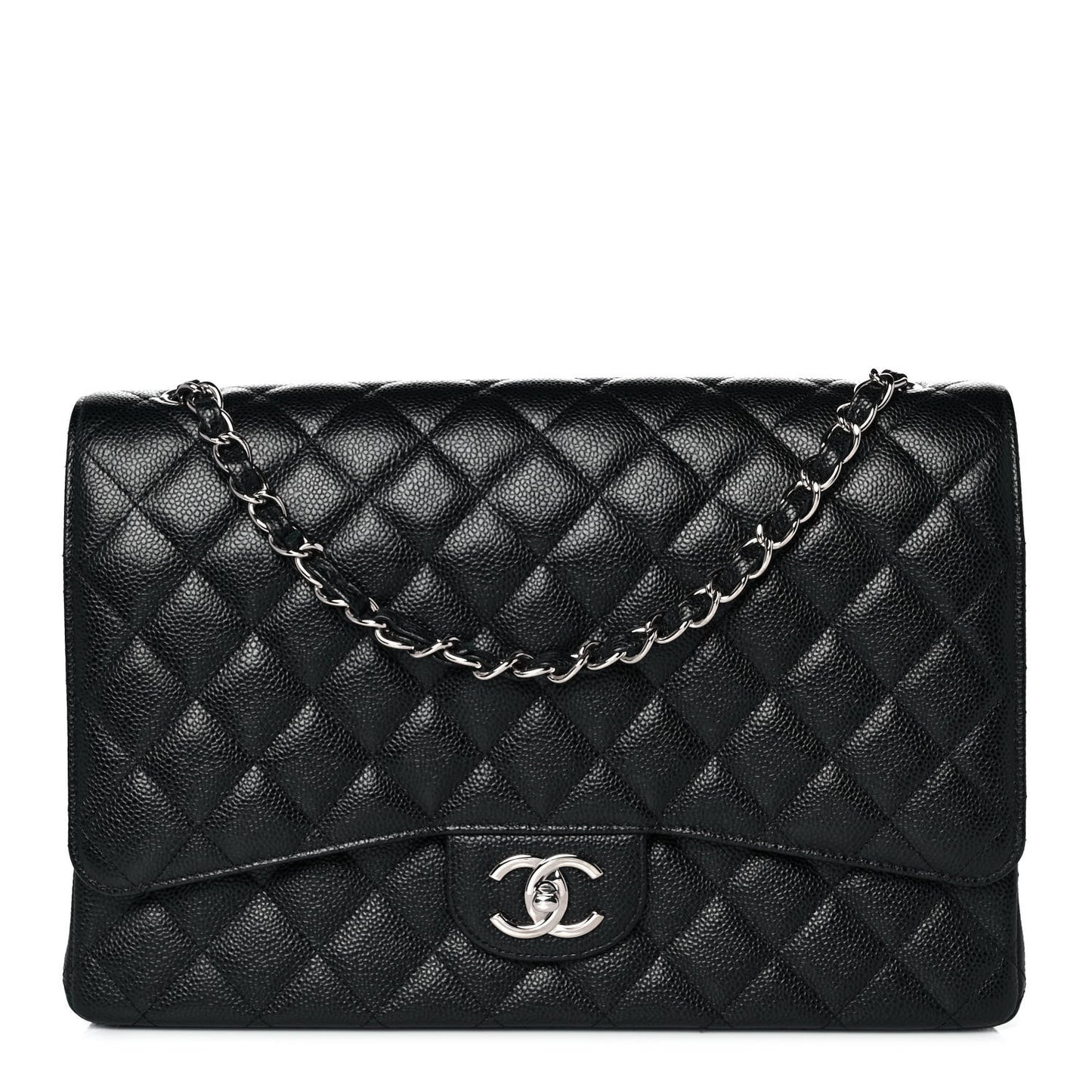 Caviar Quilted Maxi Double Flap Black