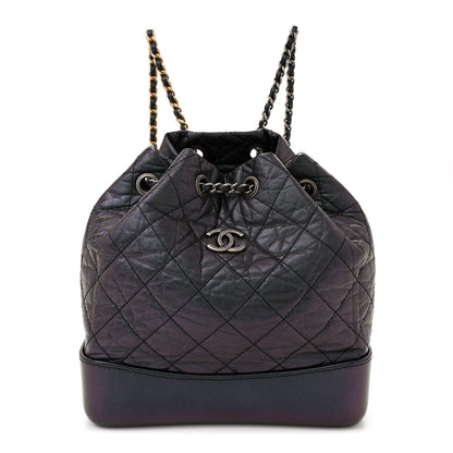 Chanel Iridescent Aged Calfskin Quilted Small Gabrielle Backpack Dark Purple 1 of 13