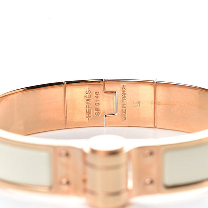 Hermes Enamel Charniere Uni Narrow Hinged Bracelet S Pannacotta 4 of 7