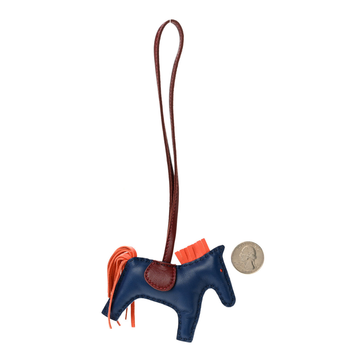 Hermes Milo Lambskin Grigri Rodeo Horse Bag Charm PM Bleu France Cornaline Rouge Sellier 2 of 5