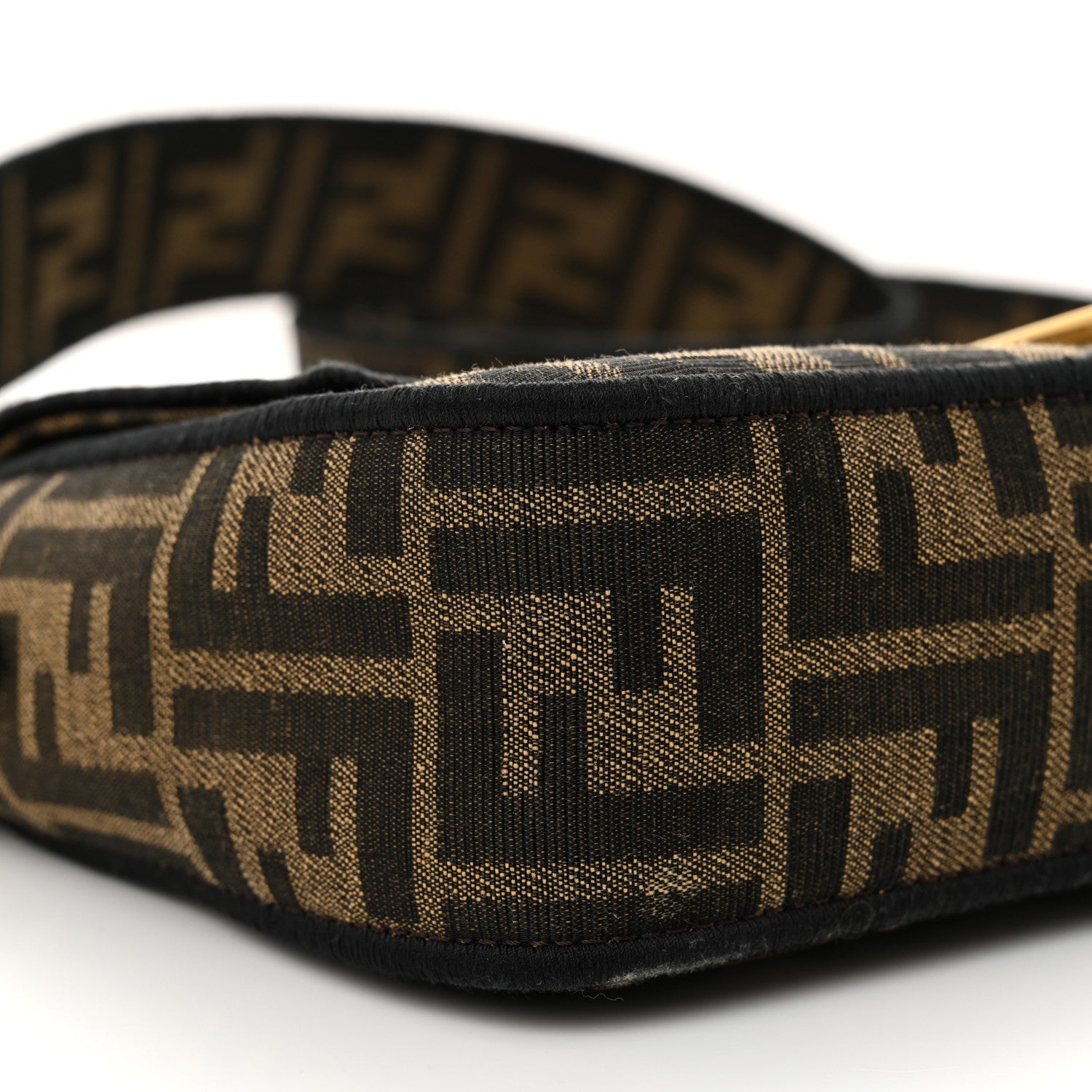 Fendi Fabric Jacquard FF 1974 Medium Baguette Tobacco Moro Black 8 of 10
