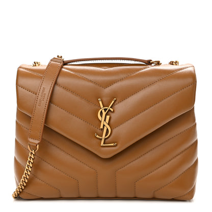 Saint Laurent Calfskin Y Quilted Monogram Small Loulou Chain Satchel Dark Natural 1 of 11