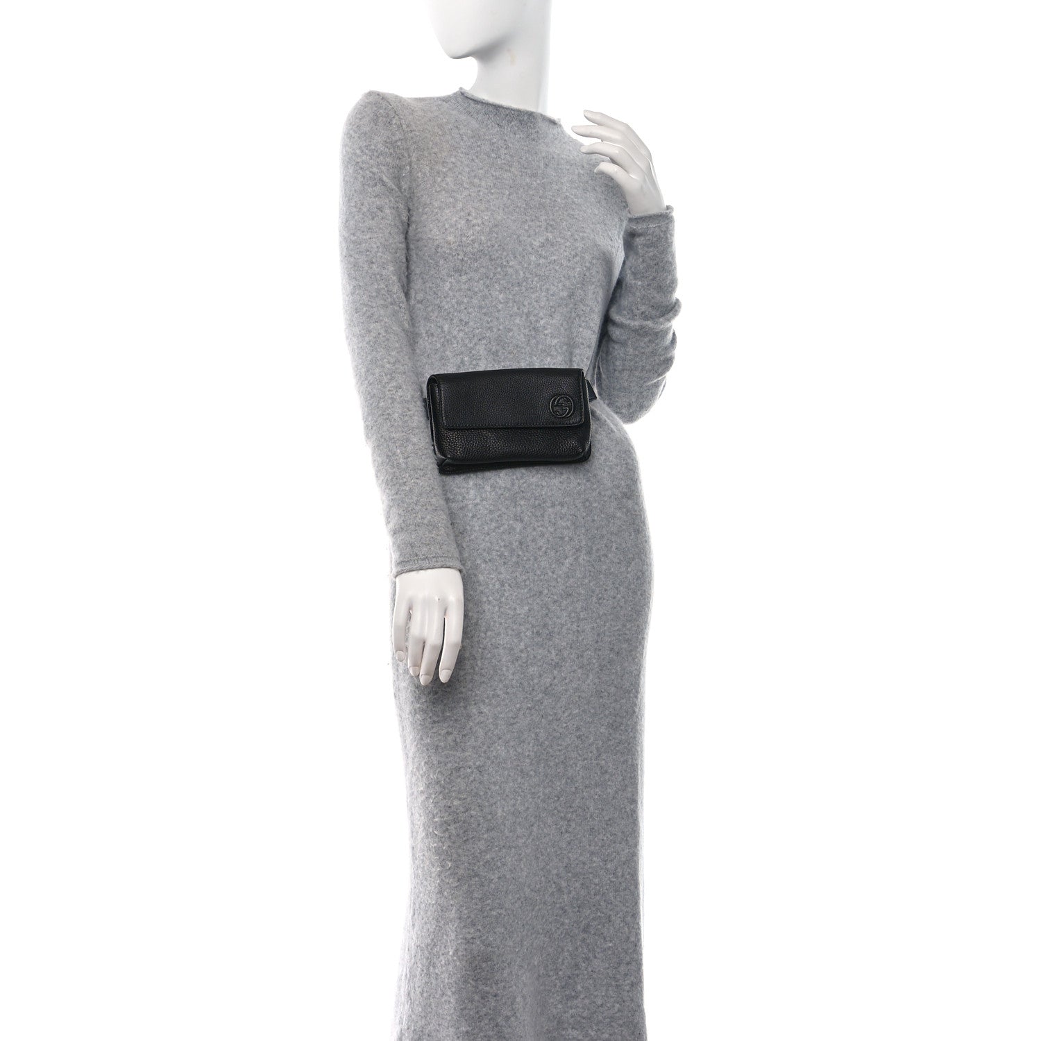 Gucci Pebbled Calfskin Soho Flap Belt Bag Black 2 of 9