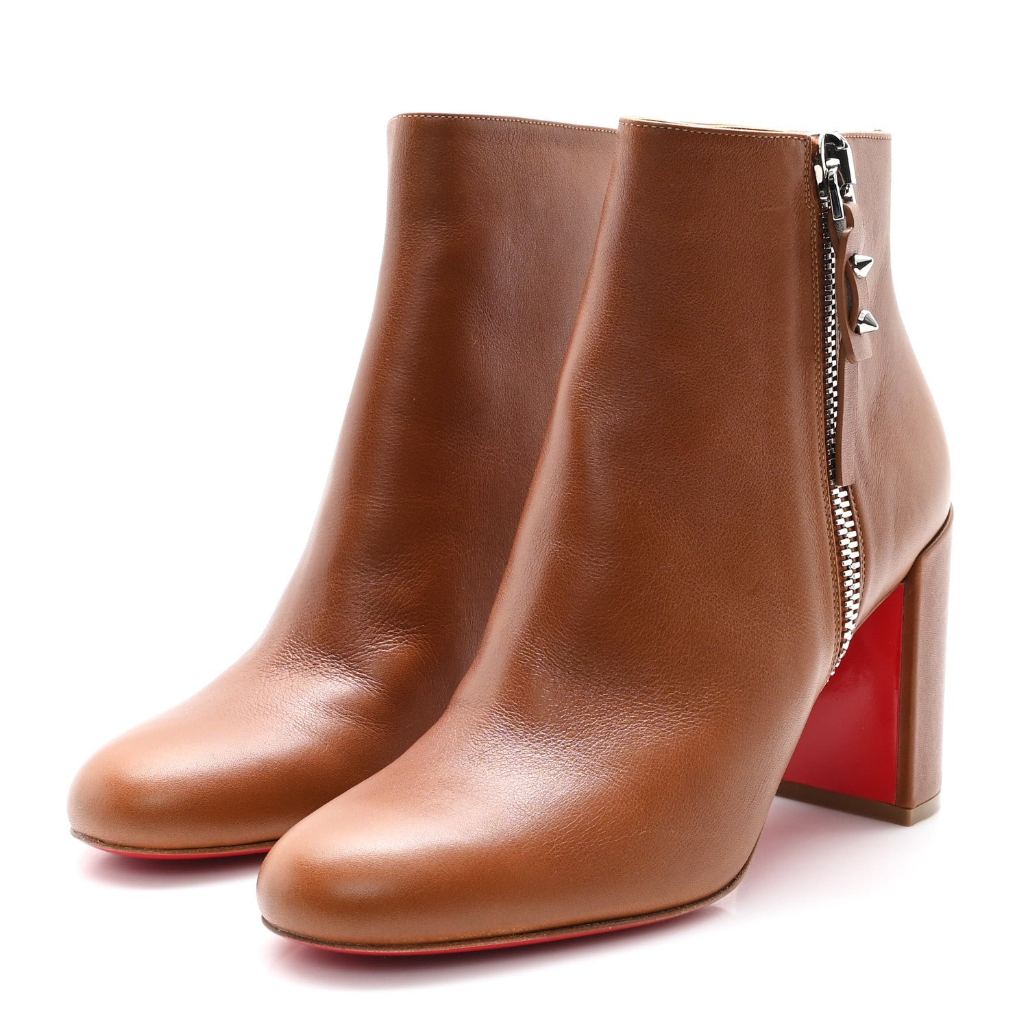 Christian Louboutin Calfskin Ziptotal 85 Booties 37.5 Cuoio 4 of 9