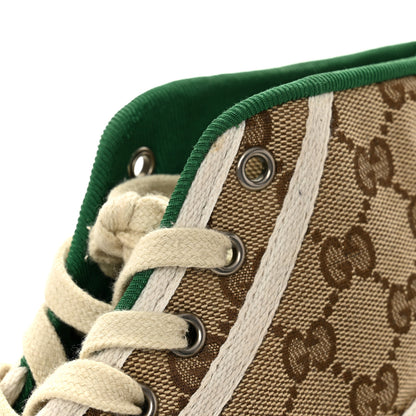 Gucci GG Monogram Web Womens 1977 Tennis High Top Sneakers 37 Beige Ebony Mystic White 11 of 12