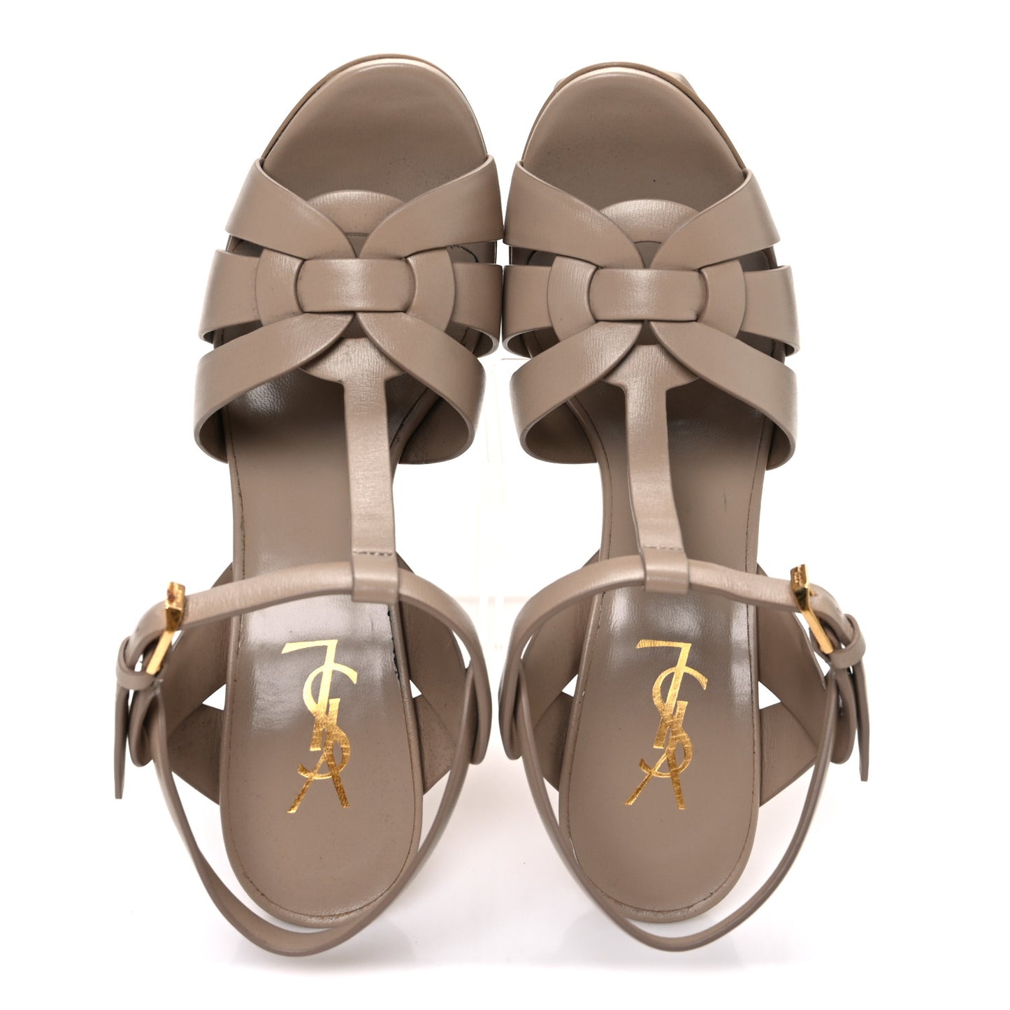 Calfskin Tribute 105 Platform Sandals 40 Dark Beige