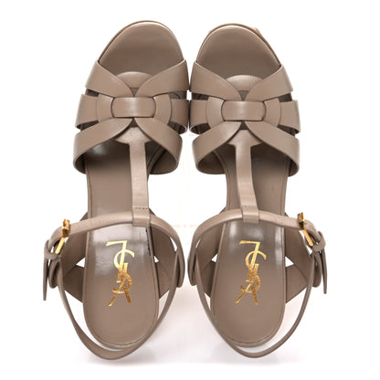 Saint Laurent Calfskin Tribute 105 Platform Sandals 40 Dark Beige 2 of 11