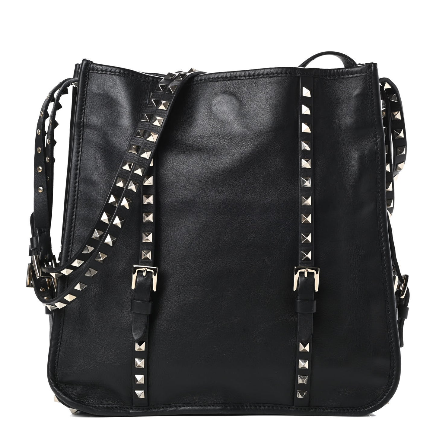 Vitello Rockstud Shopper Tote Black