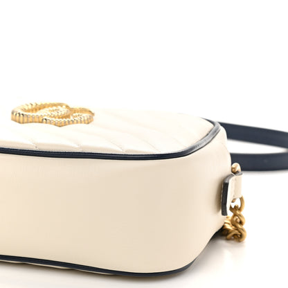 Gucci Vintage Effect Calfskin Matelasse Diagonal Small Torchon GG Marmont Chain Shoulder Bag Mystic White Blue Agata 9 of 9