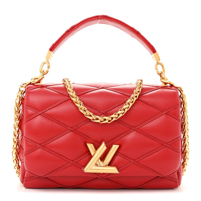 Louis Vuitton Lambskin Malletage Top Handle GO-14 MM Rouge 1 of 9