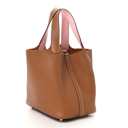Hermes Taurillon Clemence Swift Eclat Picotin Lock 18 PM Gold Rose Sakura 3 of 11