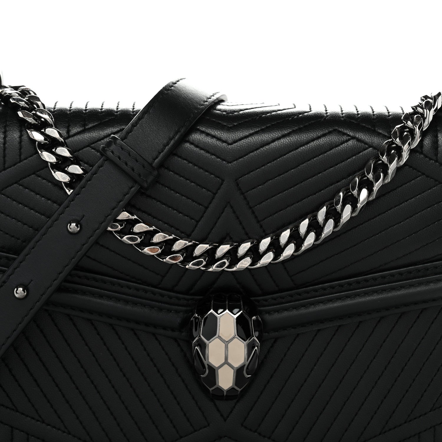 Bulgari Quilted Nappa Smooth Calfskin Serpenti Forever Diamond Blast Shoulder Bag Black 8 of 10