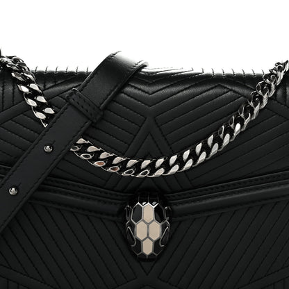 Bulgari Quilted Nappa Smooth Calfskin Serpenti Forever Diamond Blast Shoulder Bag Black 8 of 10