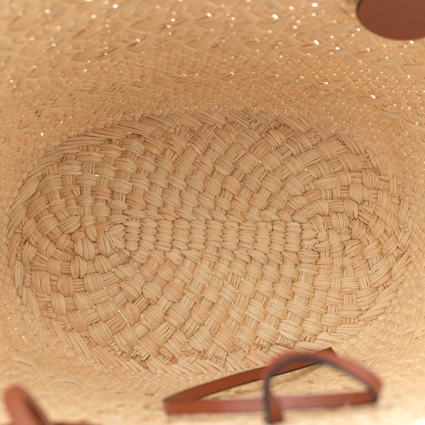 Calfskin Raffia Paulas Ibiza Small Anagram Basket Tote Bag Natural Tan