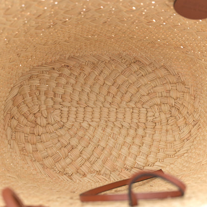Loewe Calfskin Raffia Paulas Ibiza Small Anagram Basket Tote Bag Natural Tan 5 of 9
