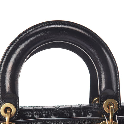 Christian Dior Crinkled Patent Cannage Small Lucky Badges My Lady Dior Black 12 of 13
