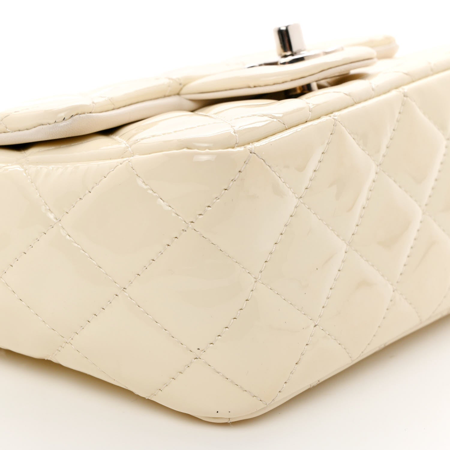 Chanel Patent Quilted Mini Square Flap Dark White 9 of 10