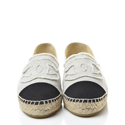 Chanel Linen CC Espadrilles 38 Beige Black 2 of 11