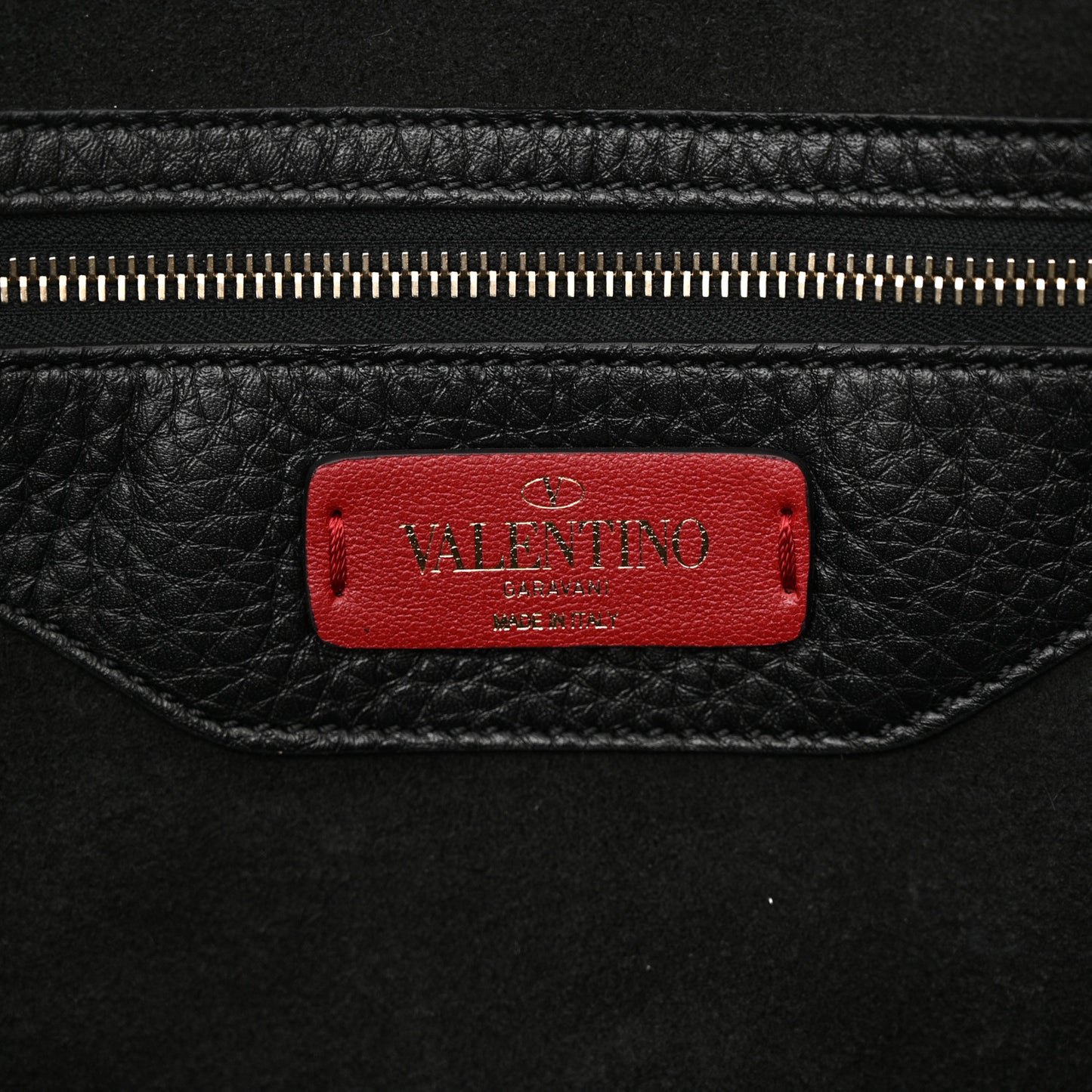 Grained Calfskin Rockstud Shoulder Tote Black