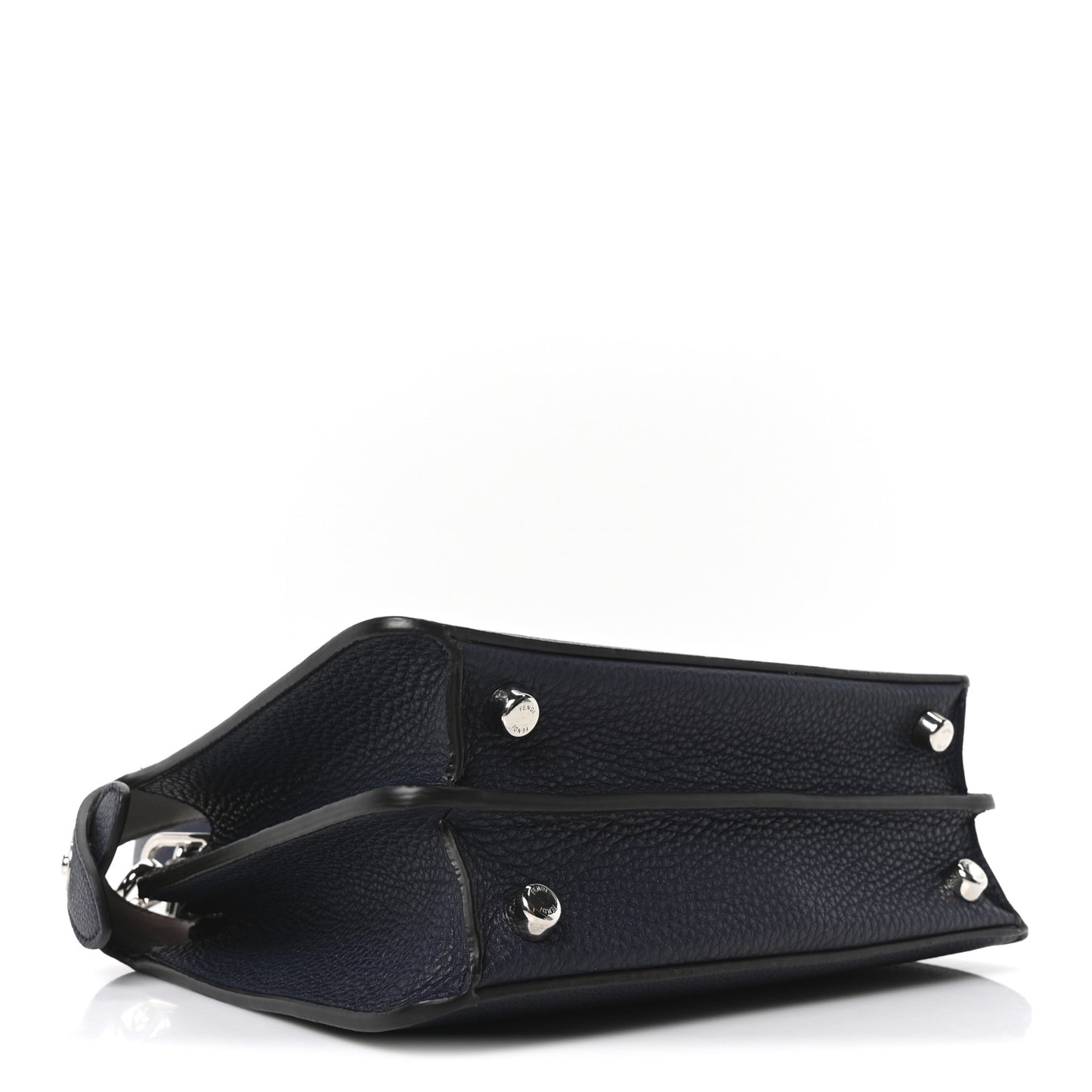 Cuoio Romano Vitello Cover Glazed Fabric Bi-Color FF 1974 Mini Peekaboo I SEE U Satchel Blue Dark Brown Tobacco Moro