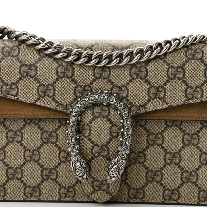 Gucci GG Supreme Monogram Suede Crystal Small Dionysus Shoulder Bag Beige Ebony Taupe 6 of 11