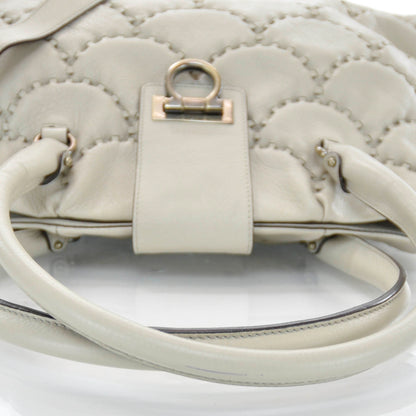FASHIONPHILE SALVATOREFERRAGAMOLeatherStitchedSatchelIvory 6 of 9